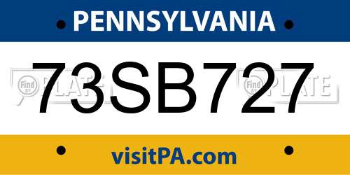73SB727 Pennsylvania License Plate