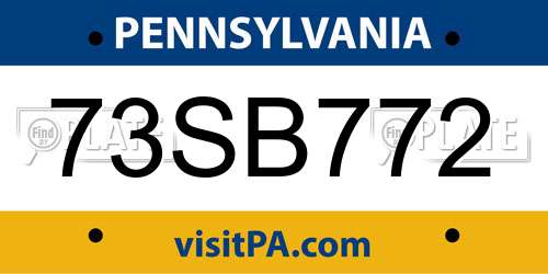 73SB772 Pennsylvania License Plate
