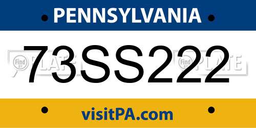 73SS222 Pennsylvania License Plate