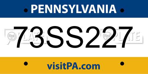 73SS227 Pennsylvania License Plate