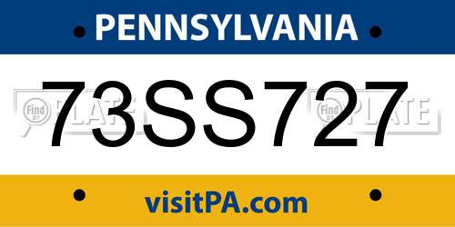 73SS727 Pennsylvania License Plate