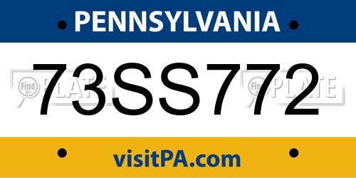 73SS772 Pennsylvania License Plate