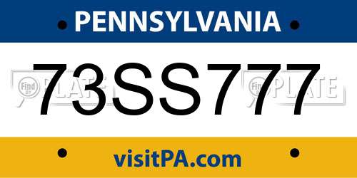 73SS777 Pennsylvania License Plate