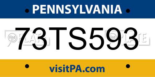 73TS593 Pennsylvania License Plate