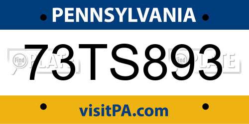 73TS893 Pennsylvania License Plate