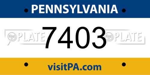 7403 Pennsylvania License Plate