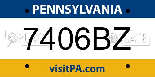 7406BZ Pennsylvania License Plate