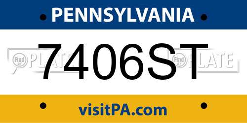 7406ST Pennsylvania License Plate