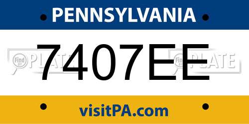 7407EE Pennsylvania License Plate