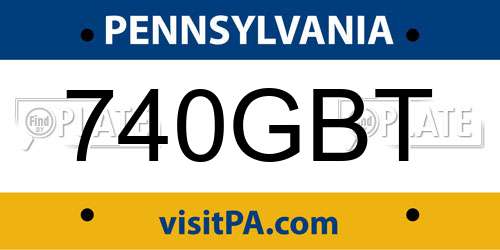 740GBT Pennsylvania License Plate