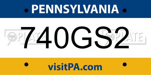 740GS2 Pennsylvania License Plate