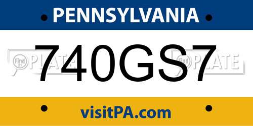 740GS7 Pennsylvania License Plate