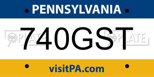 740GST Pennsylvania License Plate