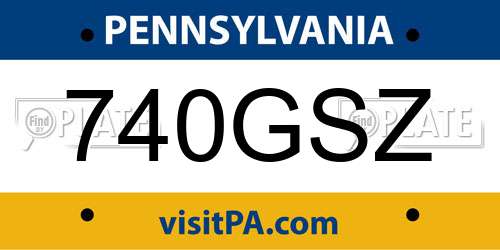 740GSZ Pennsylvania License Plate