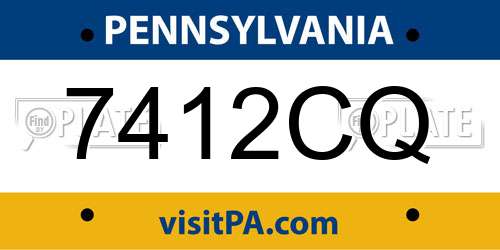 7412CQ Pennsylvania License Plate