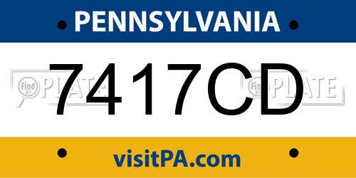 7417CD Pennsylvania License Plate