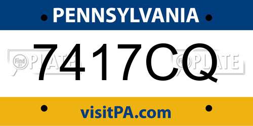7417CQ Pennsylvania License Plate