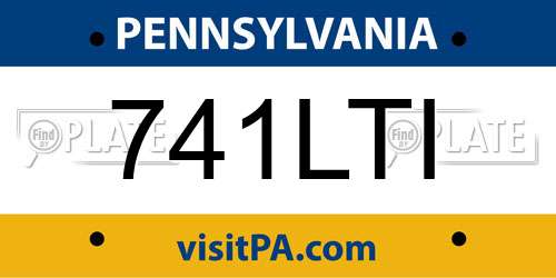 741LTI Pennsylvania License Plate