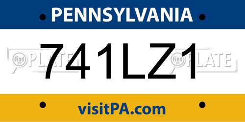 741LZ1 Pennsylvania License Plate