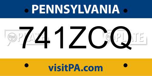 741ZCQ Pennsylvania License Plate