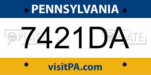 7421DA Pennsylvania License Plate