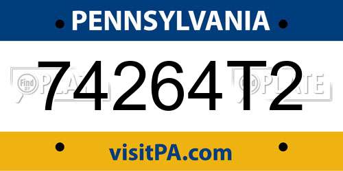 74264T2 Pennsylvania License Plate