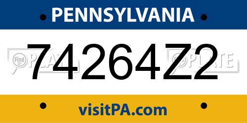 74264Z2 Pennsylvania License Plate