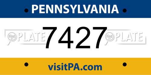 7427 Pennsylvania License Plate