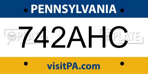 742AHC Pennsylvania License Plate