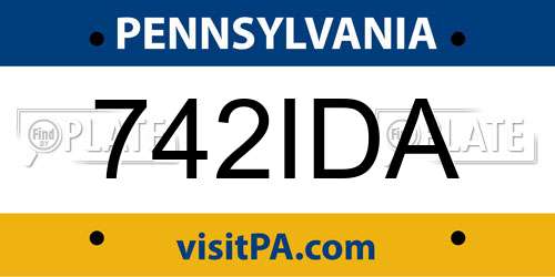 742IDA Pennsylvania License Plate