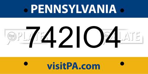 742IO4 Pennsylvania License Plate