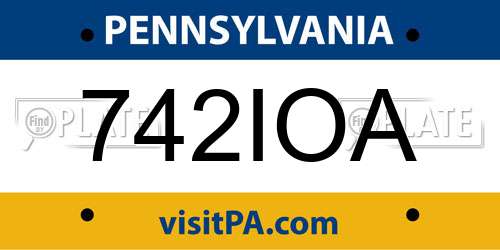 742IOA Pennsylvania License Plate