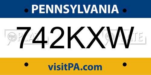 742KXW Pennsylvania License Plate