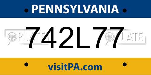 742L77 Pennsylvania License Plate