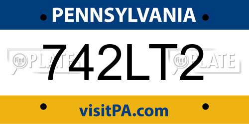 742LT2 Pennsylvania License Plate