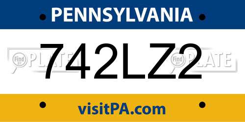 742LZ2 Pennsylvania License Plate
