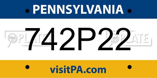 742P22 Pennsylvania License Plate