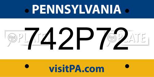742P72 Pennsylvania License Plate
