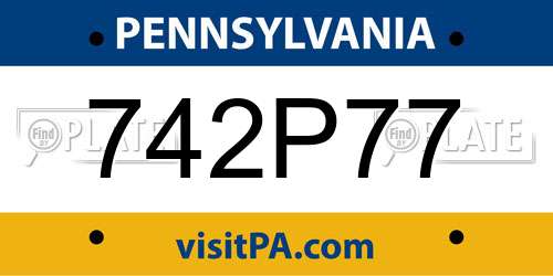 742P77 Pennsylvania License Plate