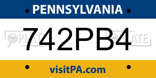 742PB4 Pennsylvania License Plate