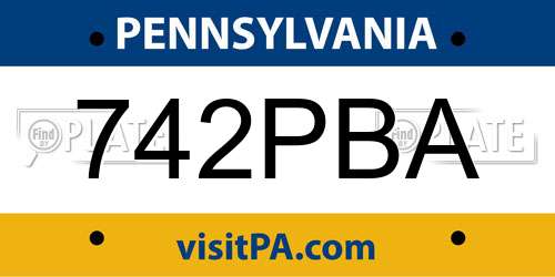 742PBA Pennsylvania License Plate