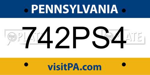 742PS4 Pennsylvania License Plate
