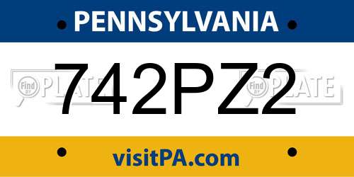 742PZ2 Pennsylvania License Plate