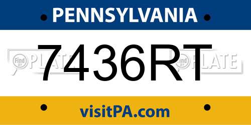 7436RT Pennsylvania License Plate