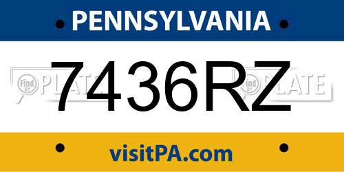 7436RZ Pennsylvania License Plate