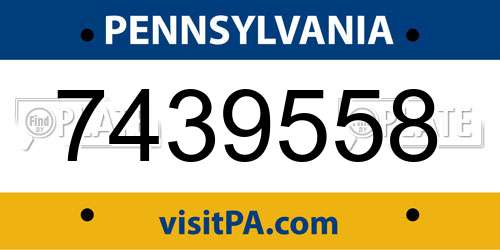 7439558 Pennsylvania License Plate