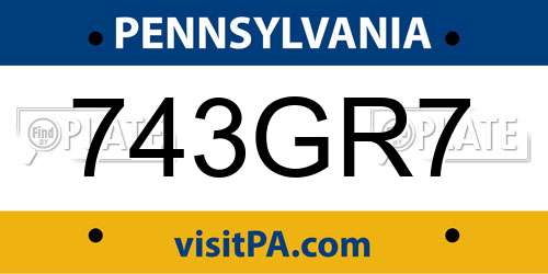 743GR7 Pennsylvania License Plate