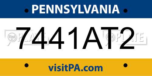 7441AT2 Pennsylvania License Plate