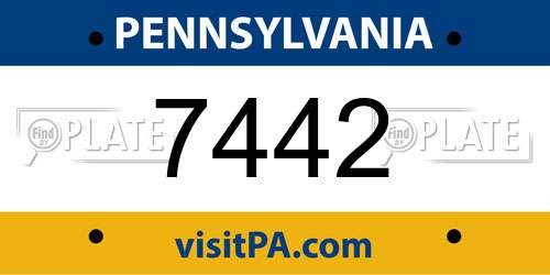 7442 Pennsylvania License Plate