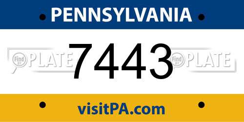 7443 Pennsylvania License Plate